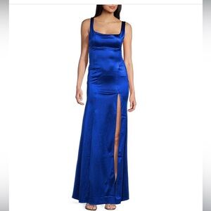 Elegant Blue Satin Gown